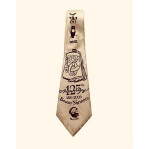 Vintage Boumi Shriner Necktie Masonic 125th Anniversary Cream Ivory